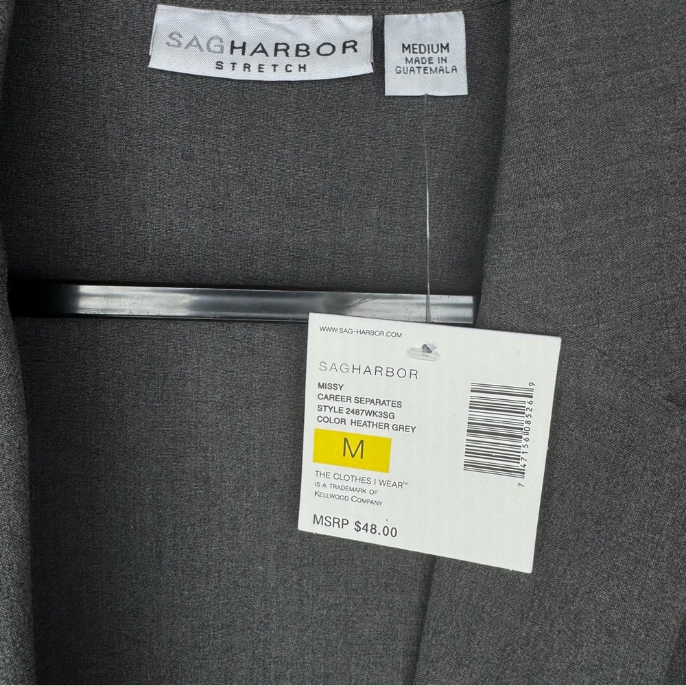 Sag Harbor Stretch Blazer Women’s M Gray One Button Unlined Career Jacket - Picture 6 of 7